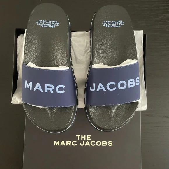 NEW IN BOX MARC JACOBS slides Navy size 5-11 - Picture 2 of 6